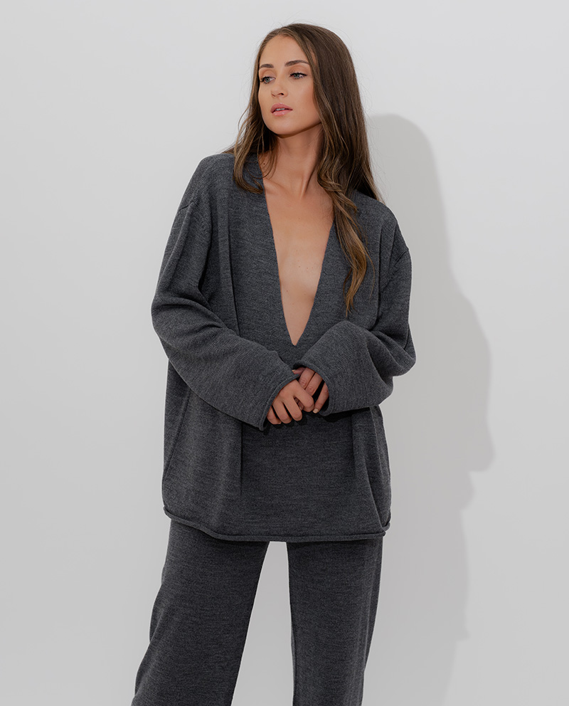 Merino-Pullover V-Neck