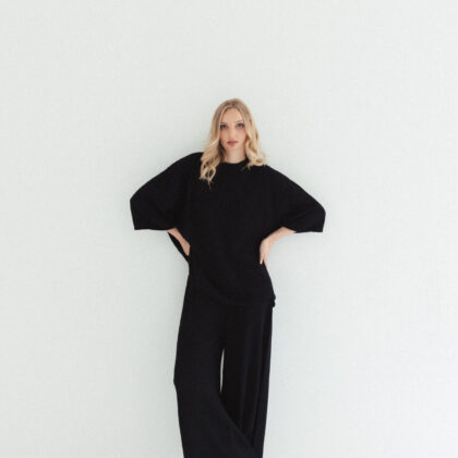 MÓRE Strickhose im "Boucle Design" - schwarz